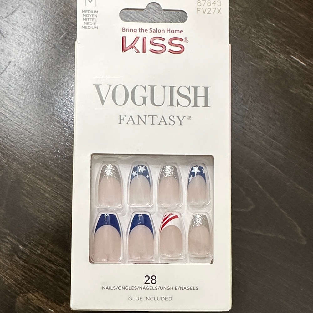Kiss VogUish Fantasy Press-On Nails — Nude, Blue, Silver, Red, White Stars
